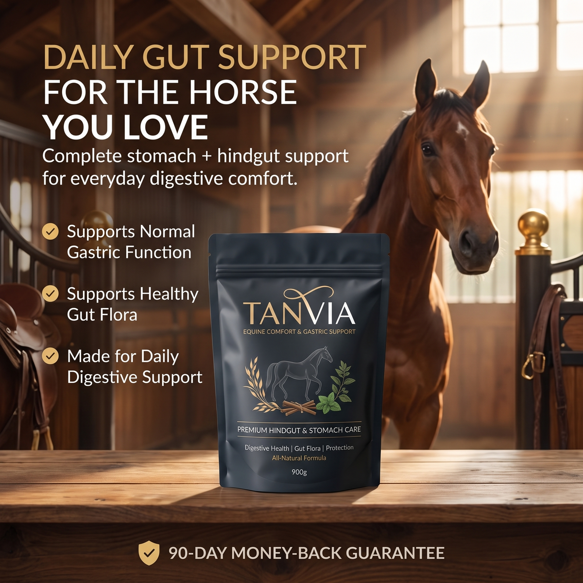 TANVIA Equine Comfort — Premium Gastric & Hindgut Support for Horses