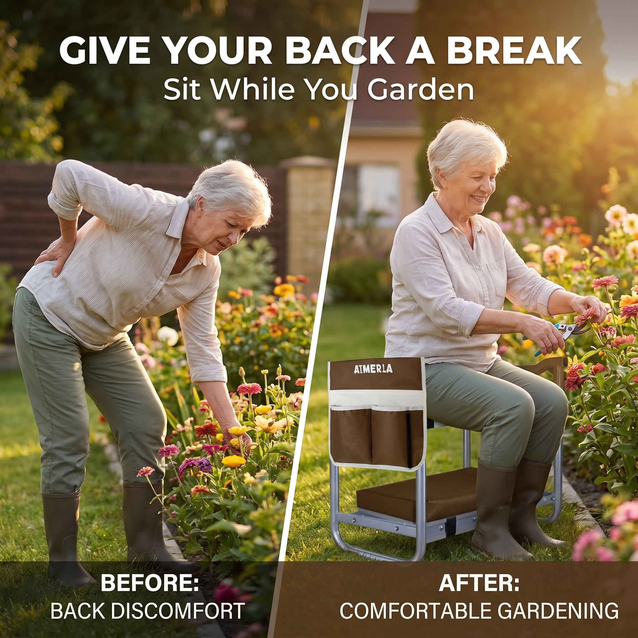 2-in-1 Garden Kneeler & Seat with Support Handles